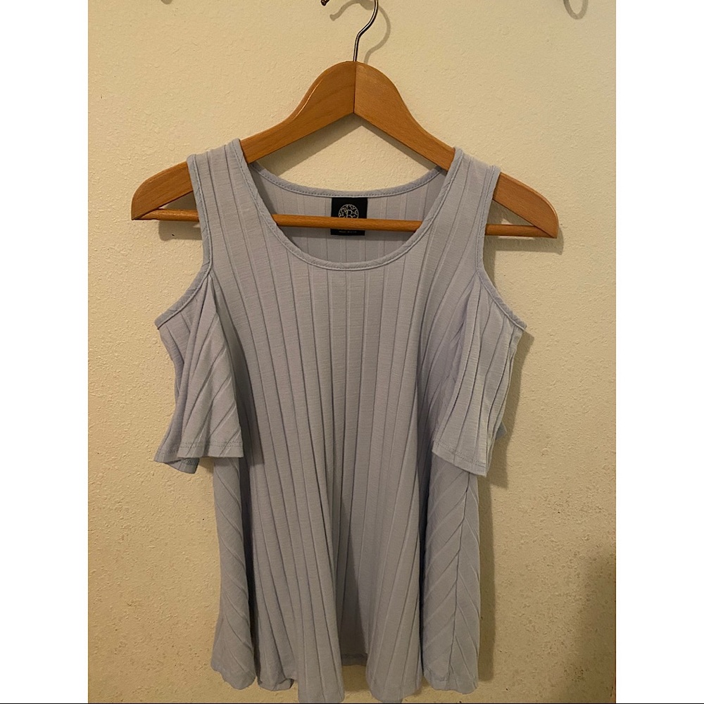 Buckle Blue Cut-Out Shoulder Top